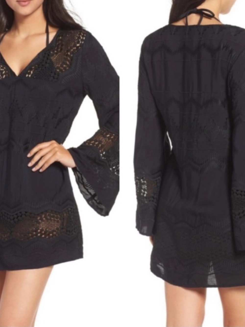 La Blanca Black Crochet Swim Coverup- Size XL